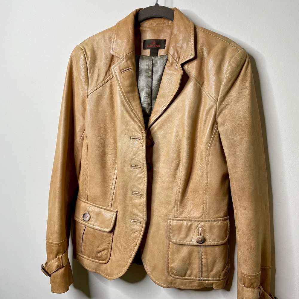 Beige leather jacket